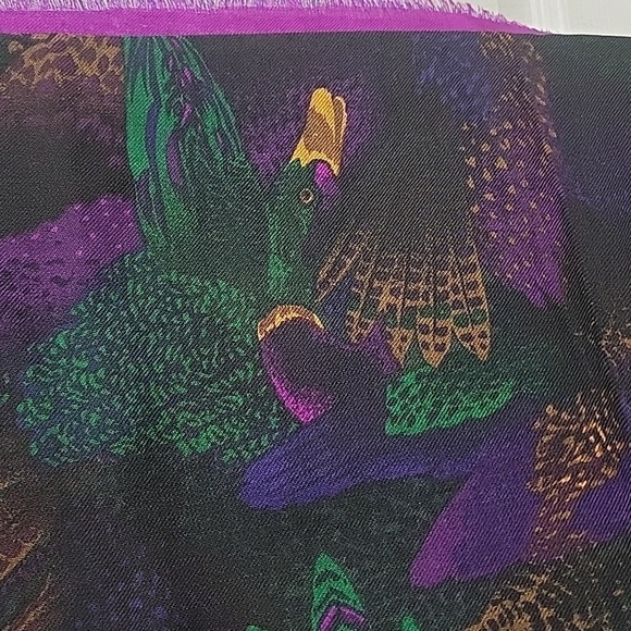 NWT Vintage 100% Wool Linda Allard Ellen Tracy Saks 5th Avenue Duck Print Scarf - Picture 2 of 6